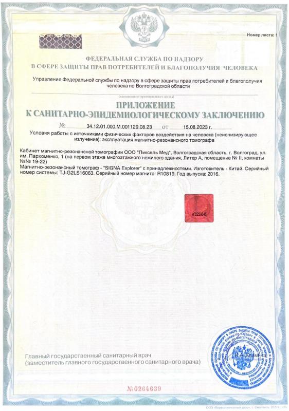 Приложение к санитарно-эпидемиологическому заключению 15/08/2023